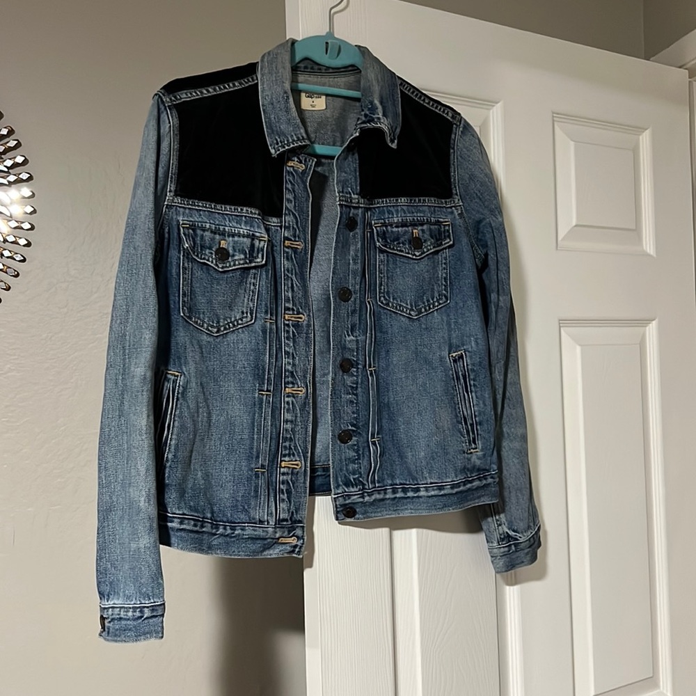 Jean jacket with black velvet detail
